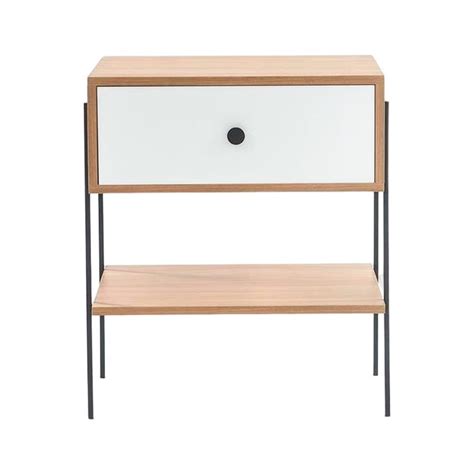 Mesa De Cabeceira Pine Dual Gaveta Branco MUMA