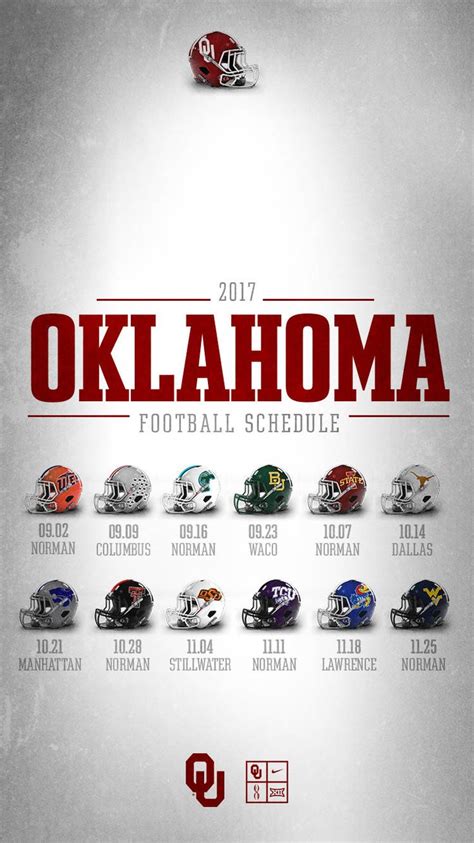 2017 Oklahoma Sooners Schedule | Ou football, Oklahoma sooners football, Oklahoma football