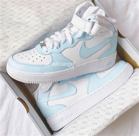 Custom Air Force 1 Mid light Blue Nike Shoes Baby Blue - Etsy