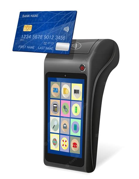 Pos-терминал для бесконтактной оплаты товаров и услуг векторной ...