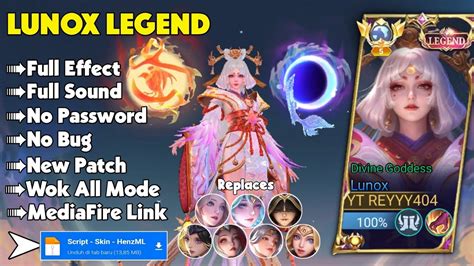 New Script Skin Lunox Legend Divine Goddess No Password Full Effect