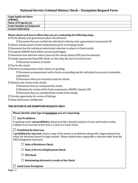 Fillable Online Nationalservice BRequest Form Exemptionb Fax Email