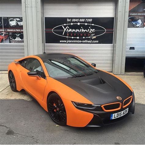 I8 Matte Black And Orange Wrapped By Yiannimize Swag Bmw I8 Bmw