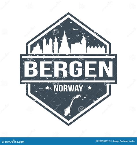 Bergen Norway Travel Stamp Icon Skyline City Design Tourism Seal Vector