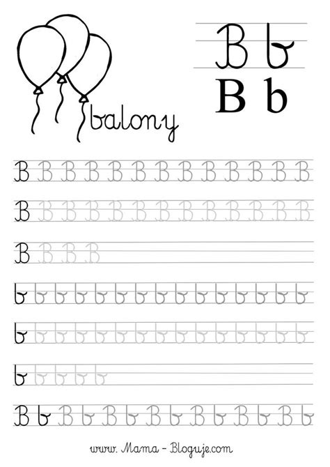 Nauka Pisania Literek Szablon Literka B Cursive Writing Practice