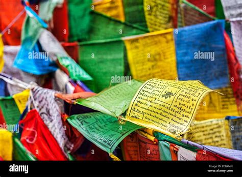 Buddhist Prayer Flags Lungta With Prayers Ladakh Stock Photo Alamy