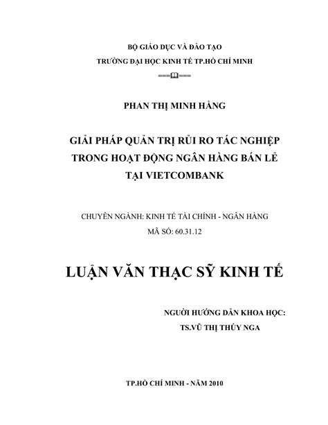 Giải pháp quản trị rủi ro tác nghiệp trong hoạt động ngân hàng bán lẻ