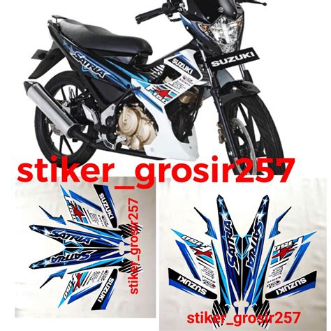 Jual Stiker Striping Lis Body Satria Fu F Putih Biru Standar