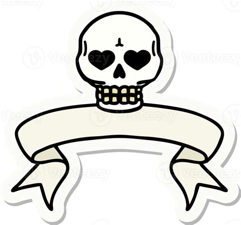 Tattoo Style Sticker With Banner Of A Skull 40080252 Png