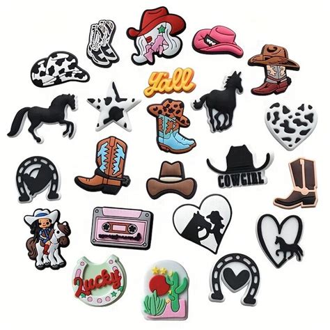 23pcs Cowboy Theme Decorations Charms For Clogs Bubble Slides Sandals