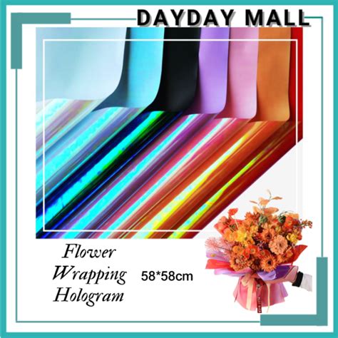 Flower Wrapping Paper Cellophane Hologram Kertas Bouquet Ecer 6207