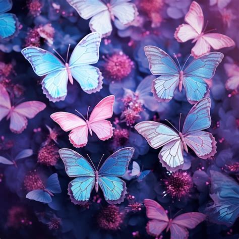 Premium Photo Butterflies Are Flying Around A Cluster Of Purple