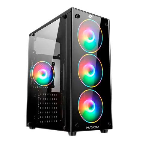 Gabinete Atx Hayom Gb Acrilic Rgb Pto S Fonte