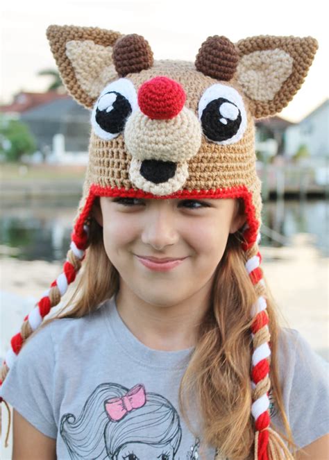 Rudolph The Red Nosed Reindeer Crochet Hat Pattern Kids Etsy