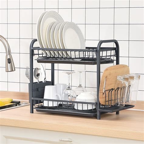 Kingrack Dish Drying Rack Dish Rack 2 Tier Dish Drainers With Drip