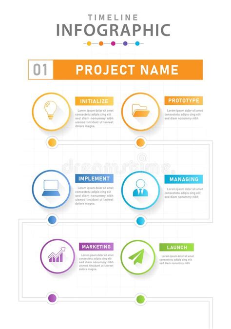 Infografisch Modern Tijdlijndiagram Met Werkstroom Vector Illustratie