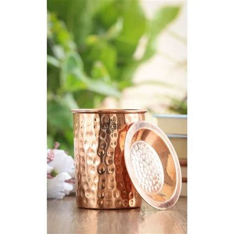 300 Ml Indian Art Villa Pure Copper Hammered Glass With Lid At Rs 210