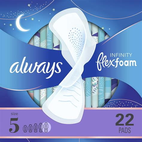 Always Infinity Overnight Pads Winged Unscented Size 5 22 Ct