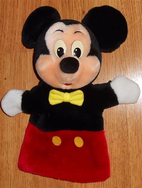 Disney World Mickey Mouse Hand Puppet 12 Red Black Yellow Bow Tie