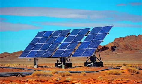 Premium Photo | A solar panel is on the ground in the desert