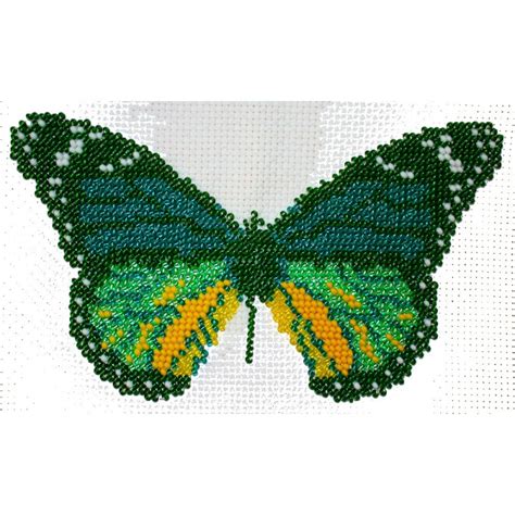 Borduurpakket Vlinder Groen 12x18cm Kralenpost