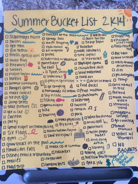 A Summer Bucket List Is Shown On A Table