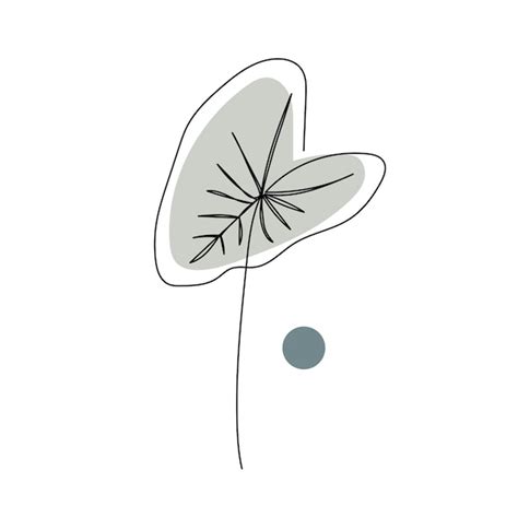 Arte de línea de hojas de plantas dibujo de contorno arte minimalista