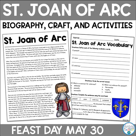 St Joan Of Arc Biography And Activities Adventures Of A 4th Grade