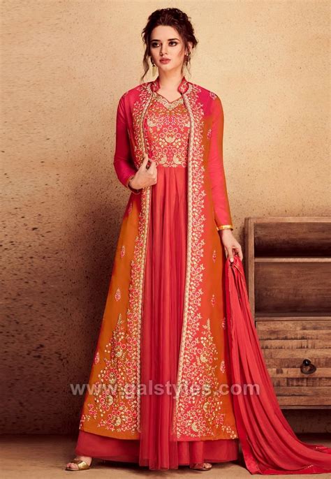 Indian Long Jacket Style Dresses Silk Anarkali Suits Anarkali Dress