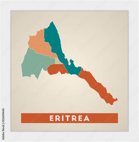 Eritrea Poster Map Of The Country With Colorful Regions Shape Of