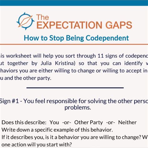 What Is Codependency Worksheet