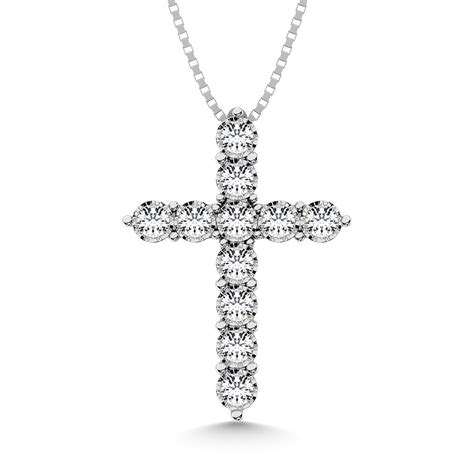 10k White Gold 1 10 Ct Tw Diamond Cross Pendant Unclaimed Diamonds