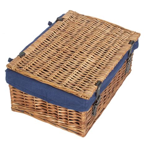 18 Inch Split Willow Hamper With Navy Blue Lining And Wovenhill