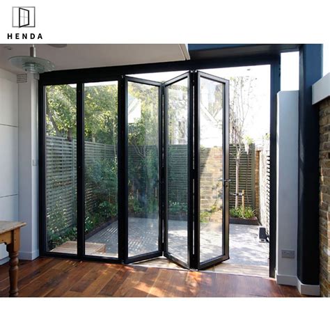 Hurricane Impact Double Clear Tampered Glass Aluminum Folding Glass Door China Aluminium