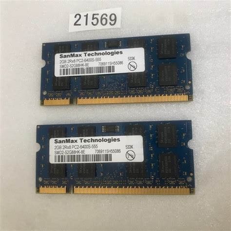 Yahooオークション Sanmax 2rx8 Pc2 6400s 2gb 2枚 4gb Ddr2 800 2g