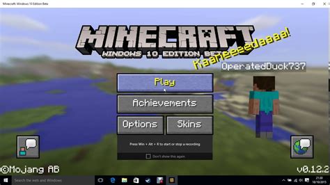 Наборы параметров minecraft windows 10