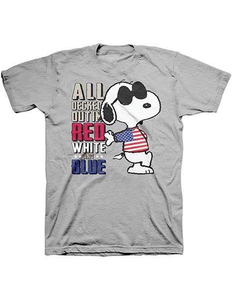 Snoopy Joe Cool All Decked Out In Red White And Blue T Shirt Unisex