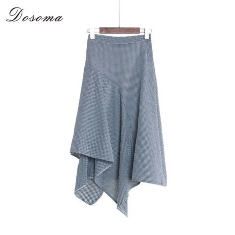 Aliexpress Buy DOSOMA Plaid Irregular Skirts Women Summer Ruffle