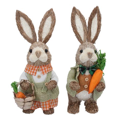 Gisela Graham Bristle Rabbit Easter Decorations Ts