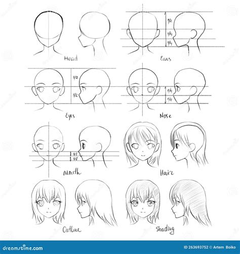 Artione How To Draw A Cute Anime Manga Girl Head Stock Illustration Illustration Of Drawing