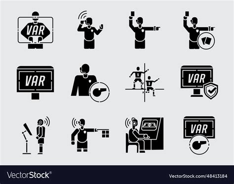 Var technology with referees flat icon design Vector Image