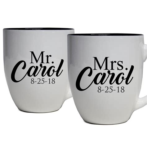 Set Of 2 Personalized Mr And Mrs Coffee Latte 16oz Mugs For Couple