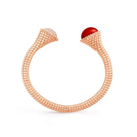 Perlée Couleurs Bracelet Small Model 18k Rose Gold Carnelian Diamond