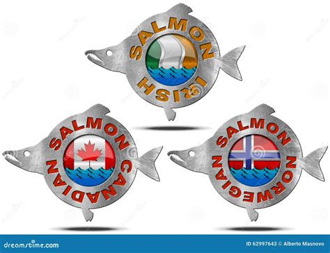 Canadian Norwegian Irish Salmon Icon Stock Illustration