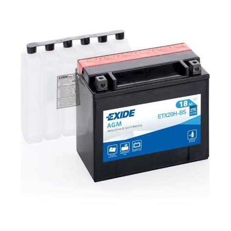 Batterie Moto Exide Etx20h Bs Ytx20h Bs 12v 18ah 270a