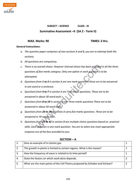 Class 9 Cbse Science Sample Paper Term 2 Model 1 Pdf