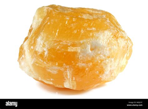 Orange Calcite From Mexico Isolated On White Background Stock Photo Alamy