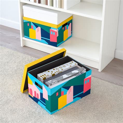 TJENA Storage Box with Lid - Yellow - IKEA