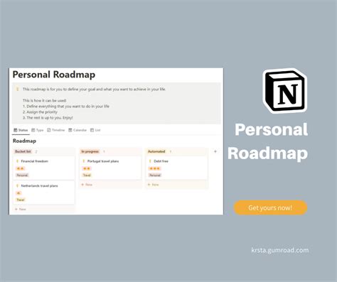 Personal Roadmap Notion Template