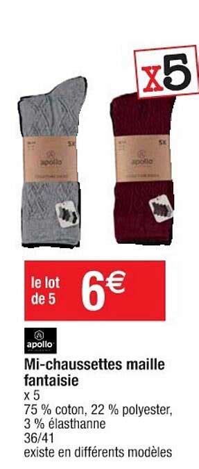 Promo Mi Chaussettes Maille Fantaisie Apollo Chez Cora Icatalogue Fr